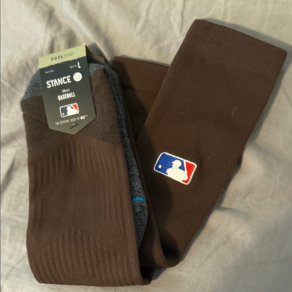 NWT Stance men's baseball over the knee brown socks size large
